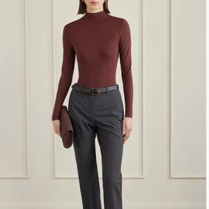 Wolford Velvet de Luxe Crewneck Longsleeve Midnight Red Bodysuit Size Large